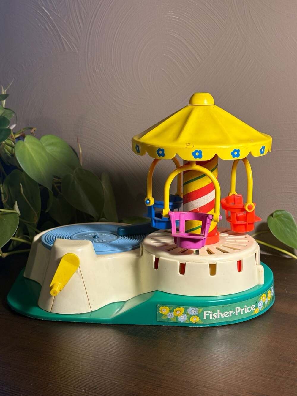 Vintage Fisher-Price Little People Change-a-Tune Carousel Musical Record Player